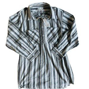 NWT Basin + Range Cotton Poplin Striped Button Up White Shirt Dress